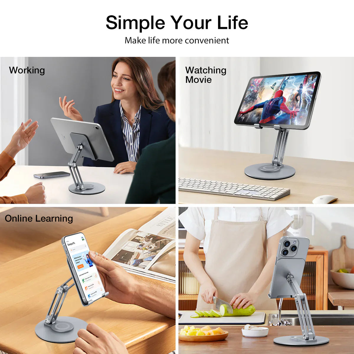 Foldable Adjustable Metal Phone Stand – Hands-Free Desk Holder
